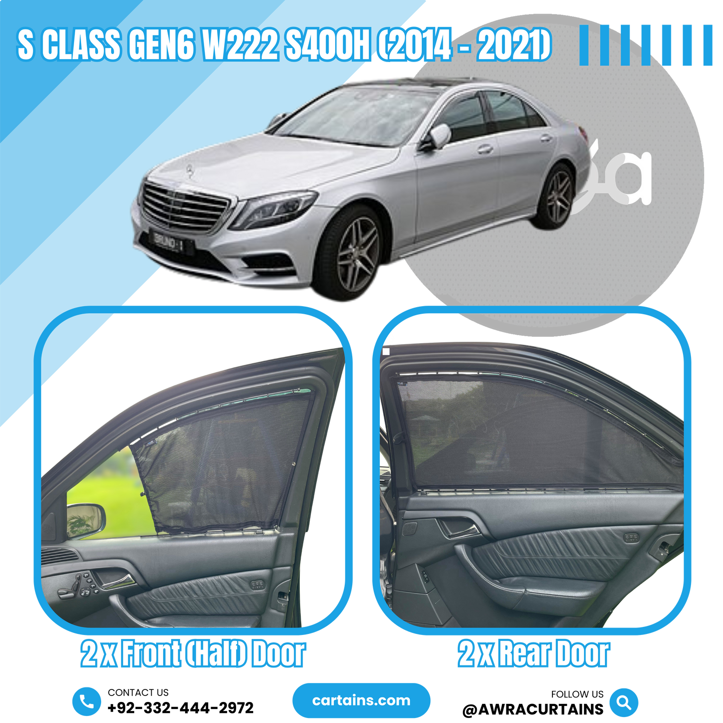 Mercedes S Class Gen6 W222 S400h (2014 - 2021) Curtains