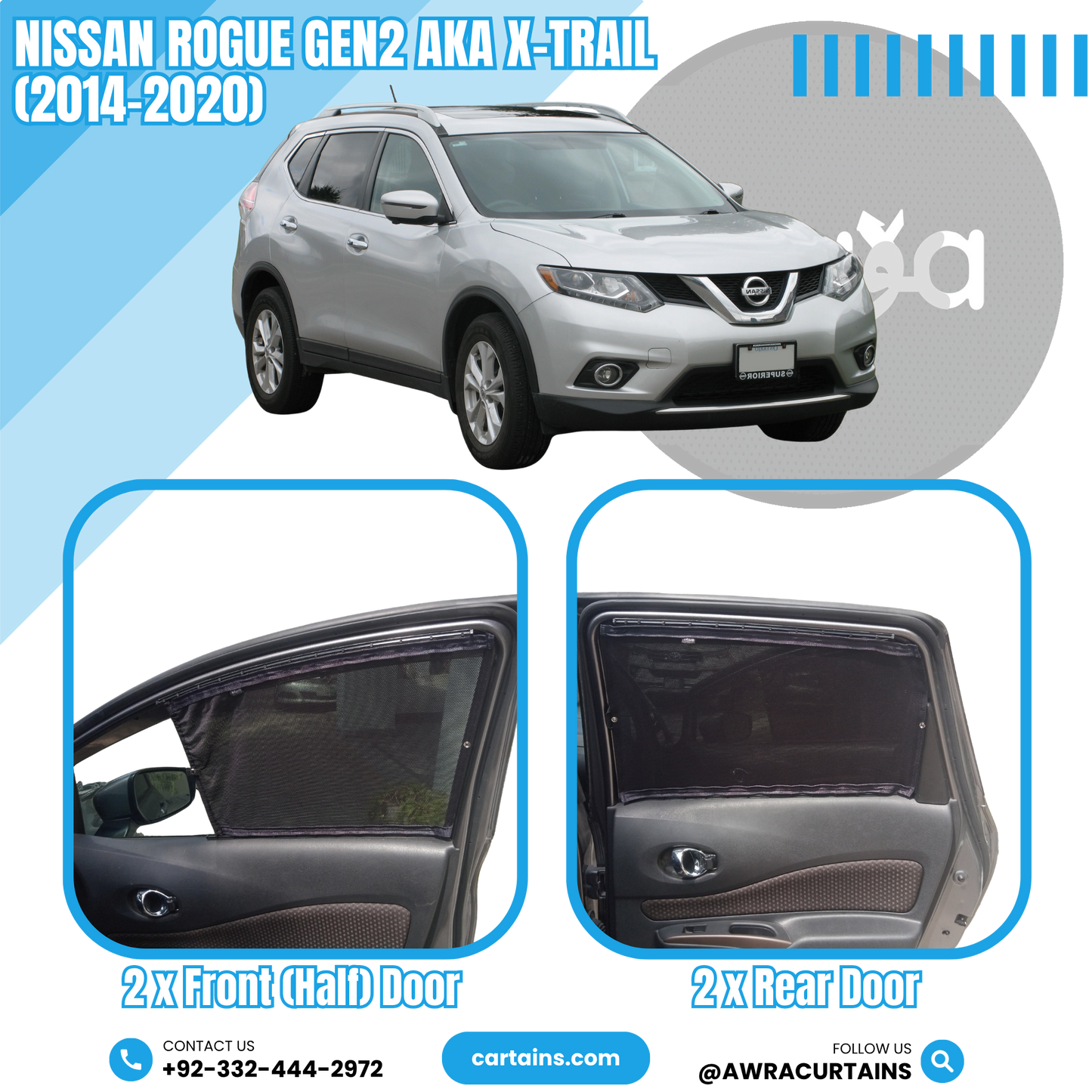 Nissan Rogue Gen2 aka X-Trail (2014 - 2020) Curtains