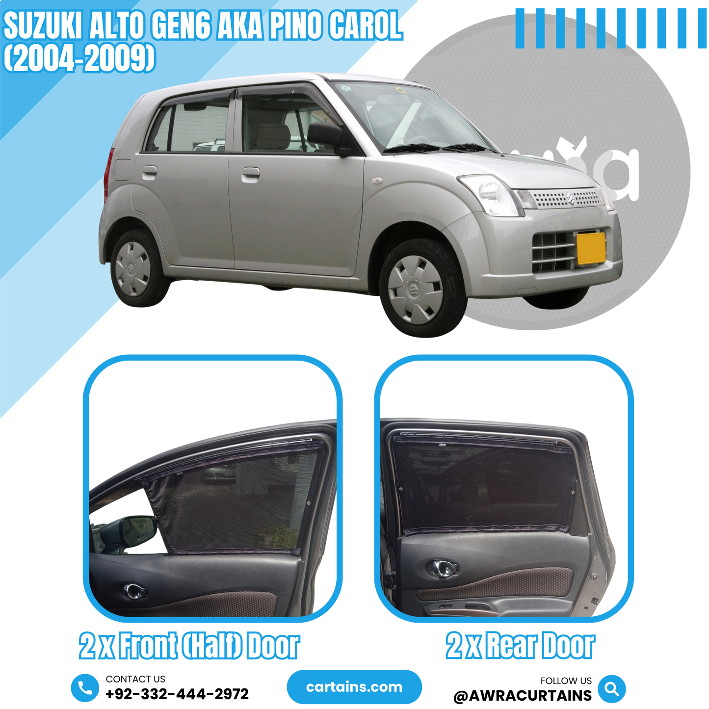 Suzuki Alto Gen6 aka Pino Carol (2004-2009) Curtains