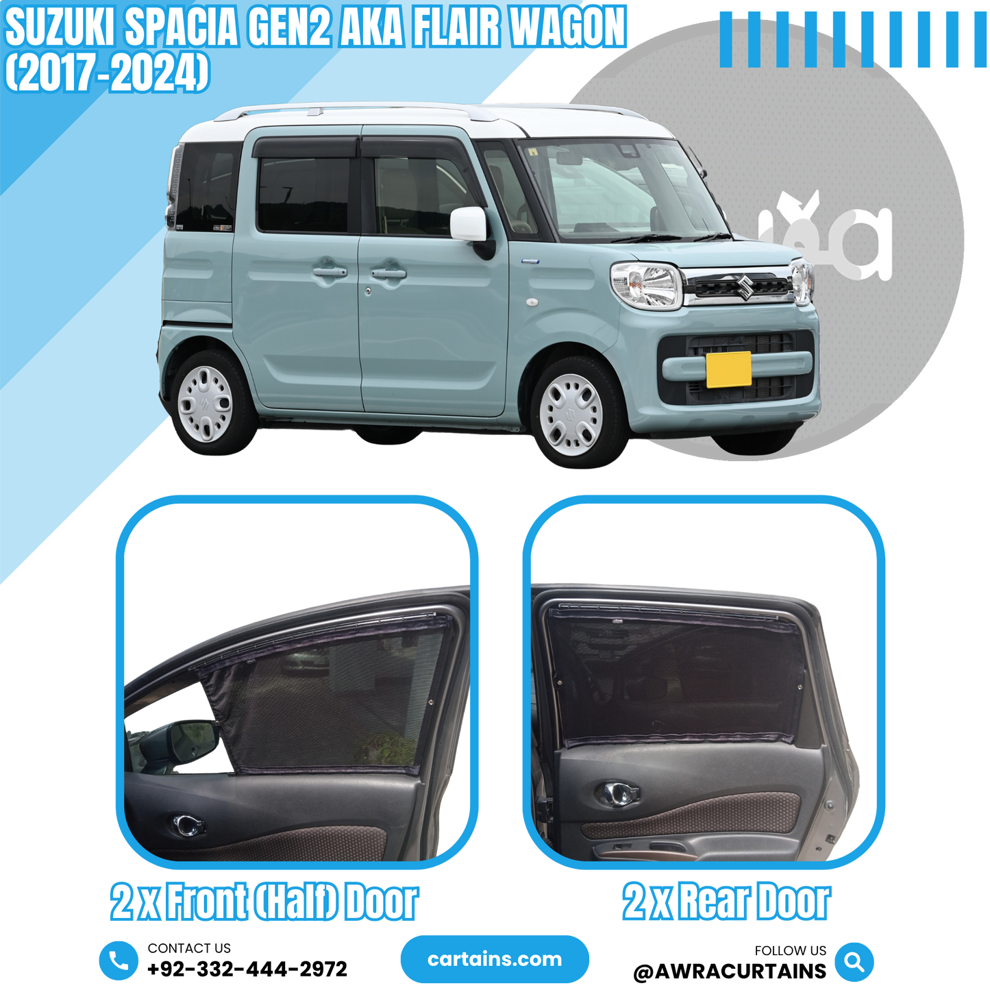 Suzuki Spacia Gen2 aka Flair Wagon (2017-2024) Curtains