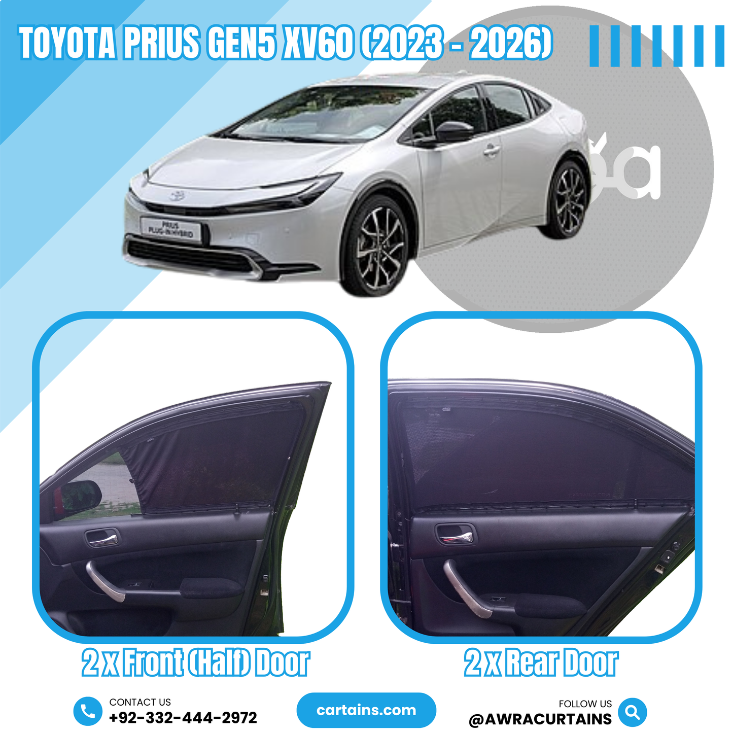Toyota Prius Gen5 XV60 (2023 - 2026) Curtains - Cartains