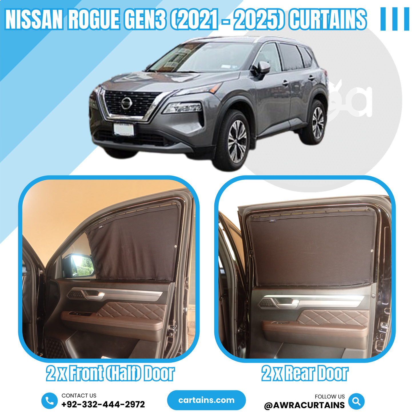 Nissan Rogue Gen3 (2021 - 2025) Curtains