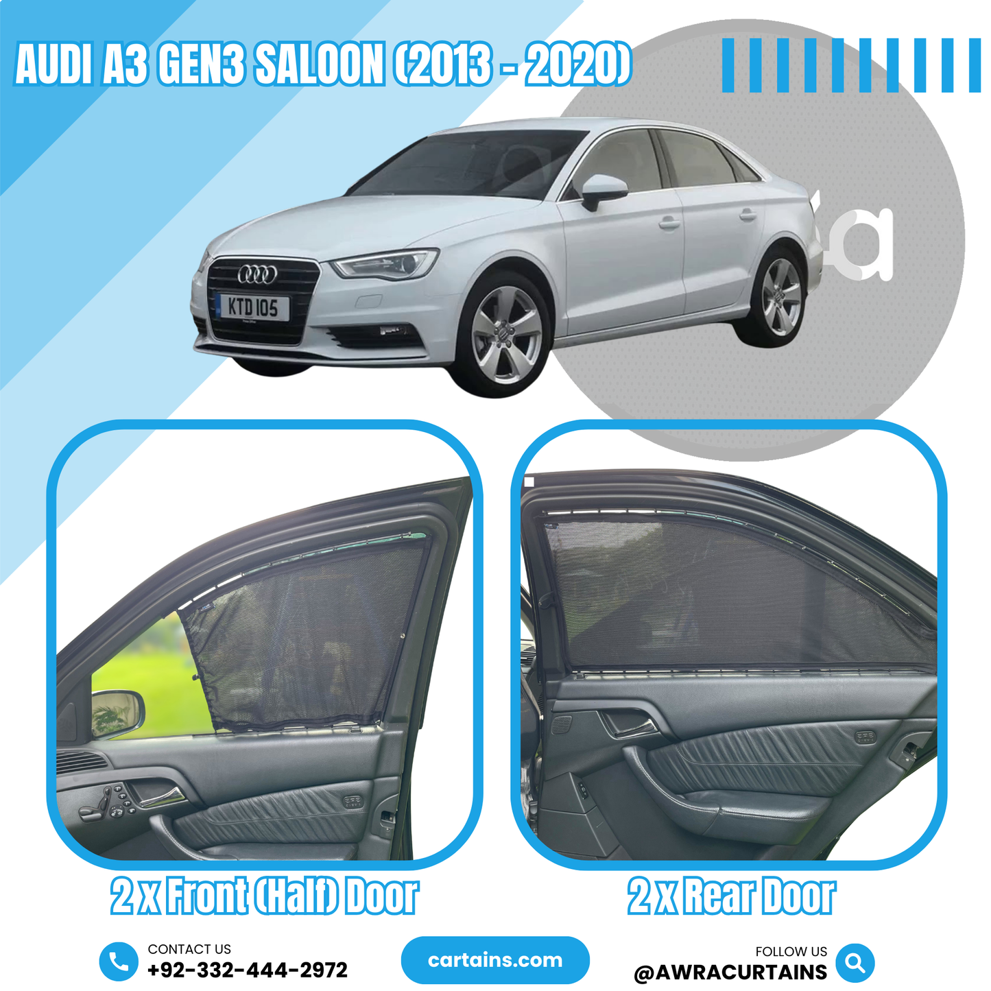 Audi A3 Gen3 Saloon (2013 - 2020) Curtains - Cartains
