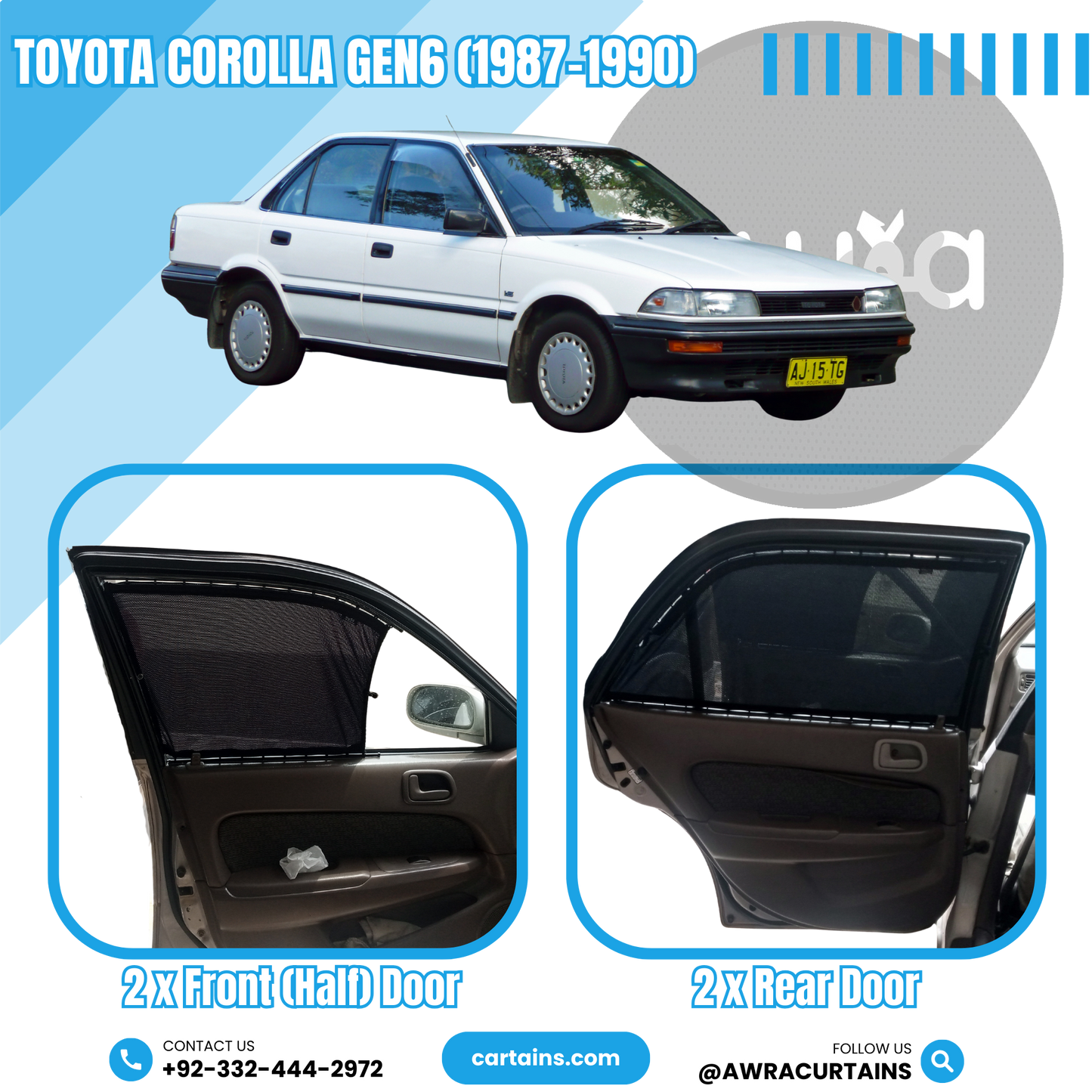 Toyota Corolla Gen6 (1987 - 1990) Curtains - Cartains