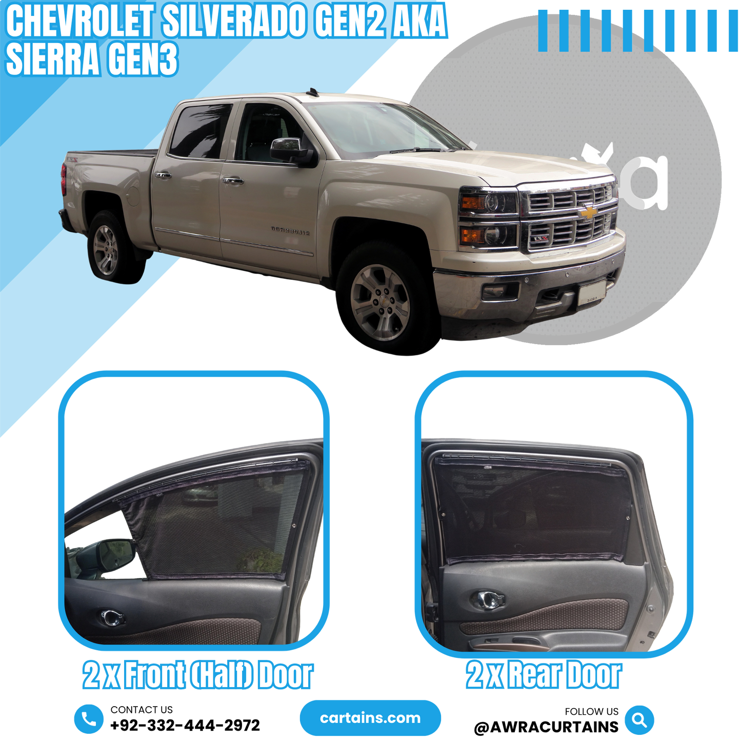Chevrolet Silverado Gen2 aka Sierra Gen3 (2013 - 2018) Curtain