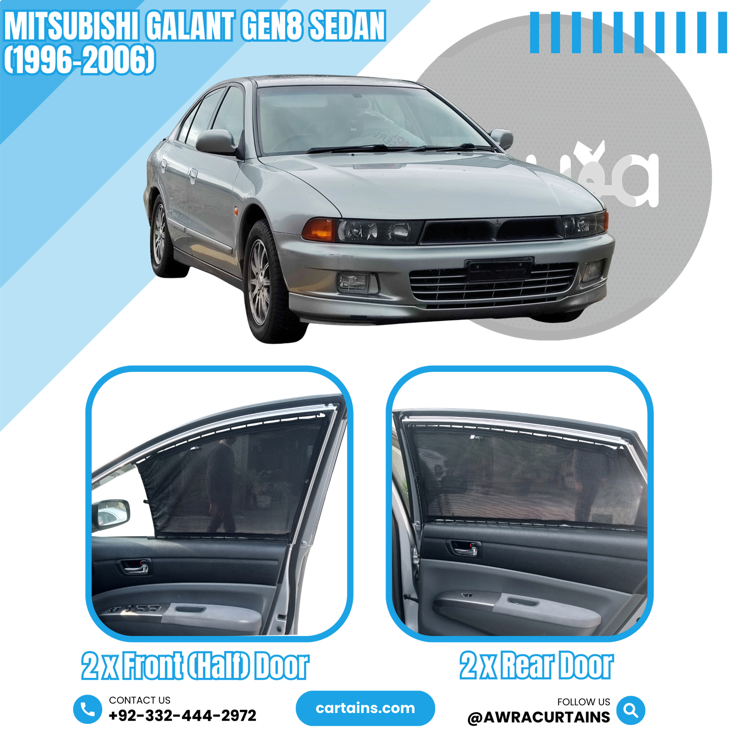 Mitsubishi Galant Gen8 Sedan (1996-2006) Curtains - Cartains