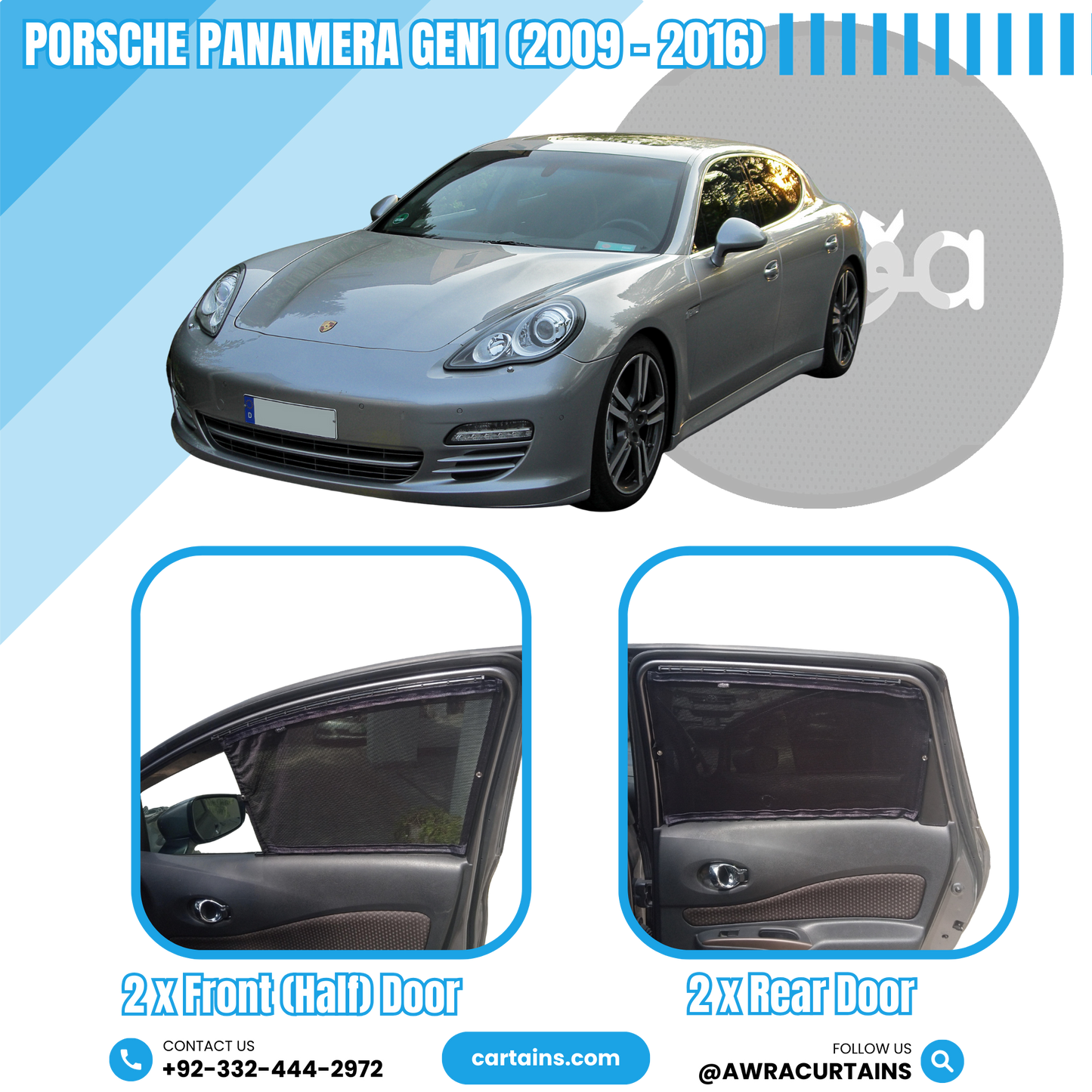 Porsche Panamera Gen1 (2009 - 2016) Curtains - Cartains